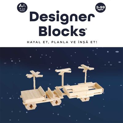 Designer Blocks 100 Doğal Ahşap Parça 3+ Yaş 1+ Oyuncu