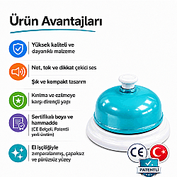 ZET Zeka Oyun-Resepsiyon-Restoran Zili Kaliteli Malzeme ve Ses 7,9x4,5 cm - 2