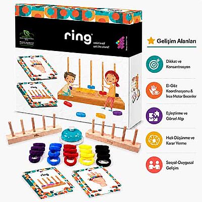 Ring Ahşap Zeka ve Akıl Oyunu 3+ Yaş 2 Oyuncu - 5