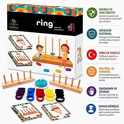 Ring Ahşap Zeka ve Akıl Oyunu 3+ Yaş 2 Oyuncu - 6