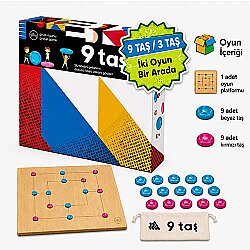 9 Taş & 3 Taş Ahşap Zeka ve Akıl Oyunu 5+ Yaş 2 Oyuncu - 2