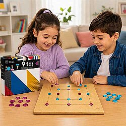 9 Taş & 3 Taş Ahşap Zeka ve Akıl Oyunu 5+ Yaş 2 Oyuncu - 5