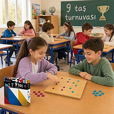 9 Taş & 3 Taş Ahşap Zeka ve Akıl Oyunu 5+ Yaş 2 Oyuncu - 6