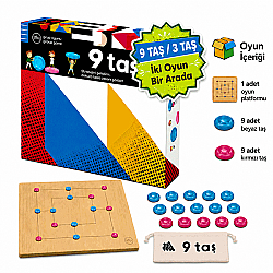 9 Taş & 3 Taş Ahşap Zeka ve Akıl Oyunu 5+ Yaş 2 Oyuncu - 2