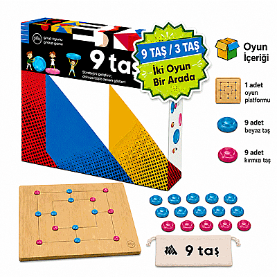 9 Taş & 3 Taş Ahşap Zeka ve Akıl Oyunu 5+ Yaş 2 Oyuncu - 2