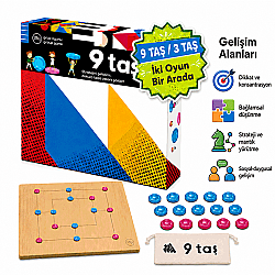 9 Taş & 3 Taş Ahşap Zeka ve Akıl Oyunu 5+ Yaş 2 Oyuncu - 4
