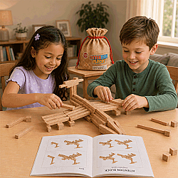 ATTENTION BLOCKS 120 Parça Doğal Ahşap Denge Oyunu 3+ Yaş 1+ Oyuncu - 3