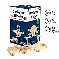 Designer Blocks 100 Doğal Ahşap Parça 3+ Yaş 1+ Oyuncu - ZET Zeka
