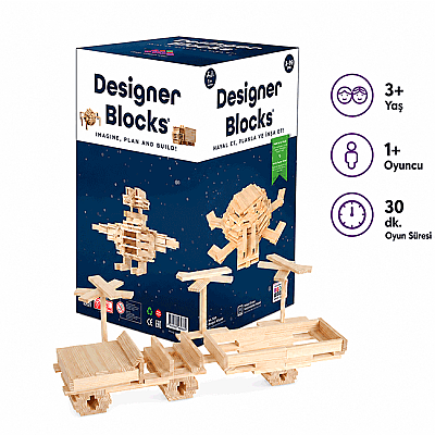 Designer Blocks 100 Doğal Ahşap Parça 3+ Yaş 1+ Oyuncu - 1
