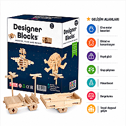 Designer Blocks 100 Doğal Ahşap Parça 3+ Yaş 1+ Oyuncu - 5