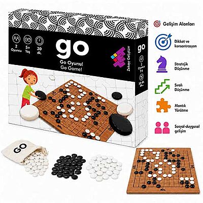 GO Ahşap Zeka ve Akıl Oyunu 5+ Yaş 2 Oyuncu (13x13 Kare) - 5