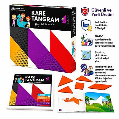 KARE TANGRAM Zeka Oyunu (7 Parça 36 Farklı Şekil) 3+ Yaş 1+ Oyuncu - 6