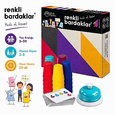 RENKLİ BARDAKLAR Zeka Oyunu 3+ Yaş 5 Oyuncu - 1