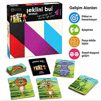 ŞEKLİNİ BUL (Animals) Zeka Oyunu 3+ Yaş 2-6 Oyuncu - 4