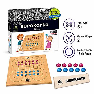 SURAKARTA & XOX (2 Oyun 1 Arada) Ahşap Zeka Oyunu 5+ Yaş 2 Oyuncu - 1
