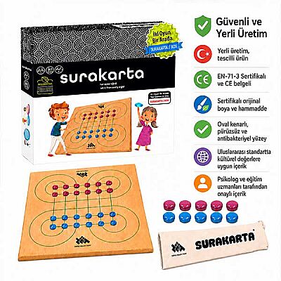 SURAKARTA & XOX (2 Oyun 1 Arada) Ahşap Zeka Oyunu 5+ Yaş 2 Oyuncu - 5