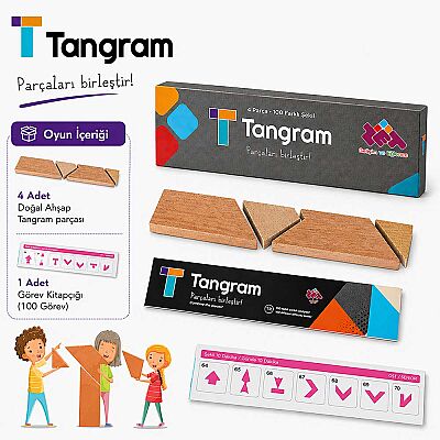 T-TANGRAM Ahşap Zeka ve Akıl Oyunu 5+ Yaş 1+ Oyuncu - 3