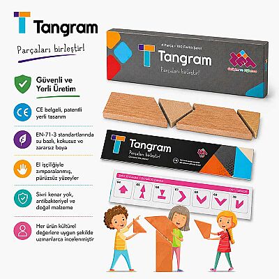 T-TANGRAM Ahşap Zeka ve Akıl Oyunu 5+ Yaş 1+ Oyuncu - 6
