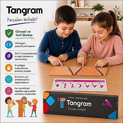T-TANGRAM Ahşap Zeka ve Akıl Oyunu 5+ Yaş 1+ Oyuncu - 7
