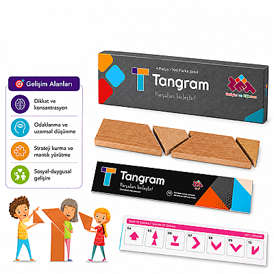 T-TANGRAM Ahşap Zeka ve Akıl Oyunu 5+ Yaş 1+ Oyuncu - 4