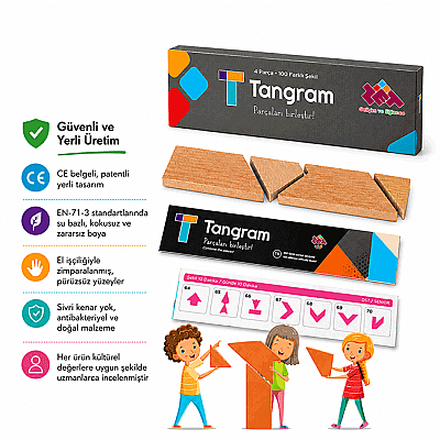 T-TANGRAM Ahşap Zeka ve Akıl Oyunu 5+ Yaş 1+ Oyuncu - 6