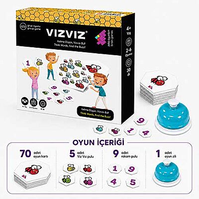 VIZ VIZ Dikkat ve Zeka Oyunu + Zil 4+ Yaş 8 Oyuncu - 3