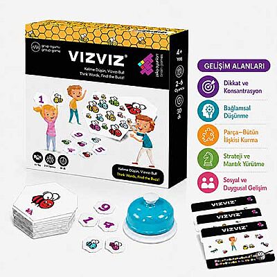 VIZ VIZ Dikkat ve Zeka Oyunu + Zil 4+ Yaş 8 Oyuncu - 5