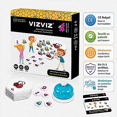 VIZ VIZ Dikkat ve Zeka Oyunu + Zil 4+ Yaş 8 Oyuncu - 6