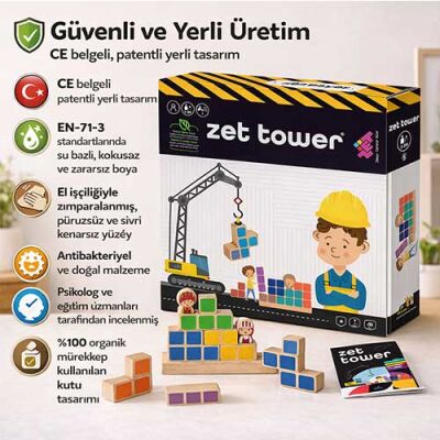 ZET TOWER (Küçük Mühendisler) Ahşap Zeka ve Akıl Oyunu 3+ Yaş 1+ Oyuncu - 4