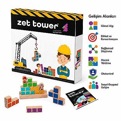 ZET TOWER (Küçük Mühendisler) Ahşap Zeka ve Akıl Oyunu 3+ Yaş 1+ Oyuncu - 5