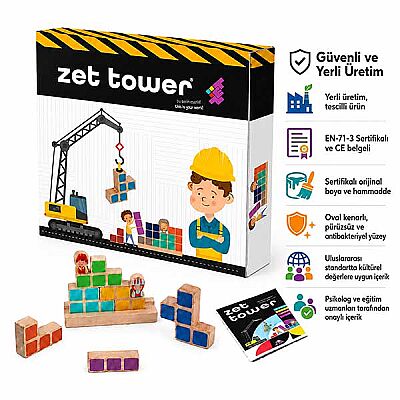 ZET TOWER (Küçük Mühendisler) Ahşap Zeka ve Akıl Oyunu 3+ Yaş 1+ Oyuncu - 6